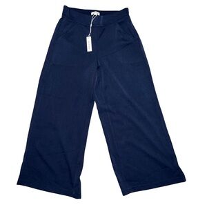 Max Studio NWT Navy Wide Leg Cropped Pull On Pants Size XS
